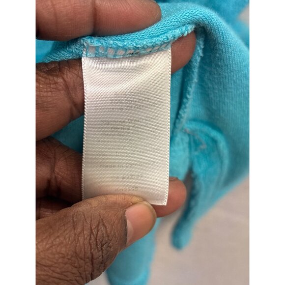 Talbots Womens XS Blue & Green Terrycloth V-Neck Long Sleeve Top - Picture 10 of 11